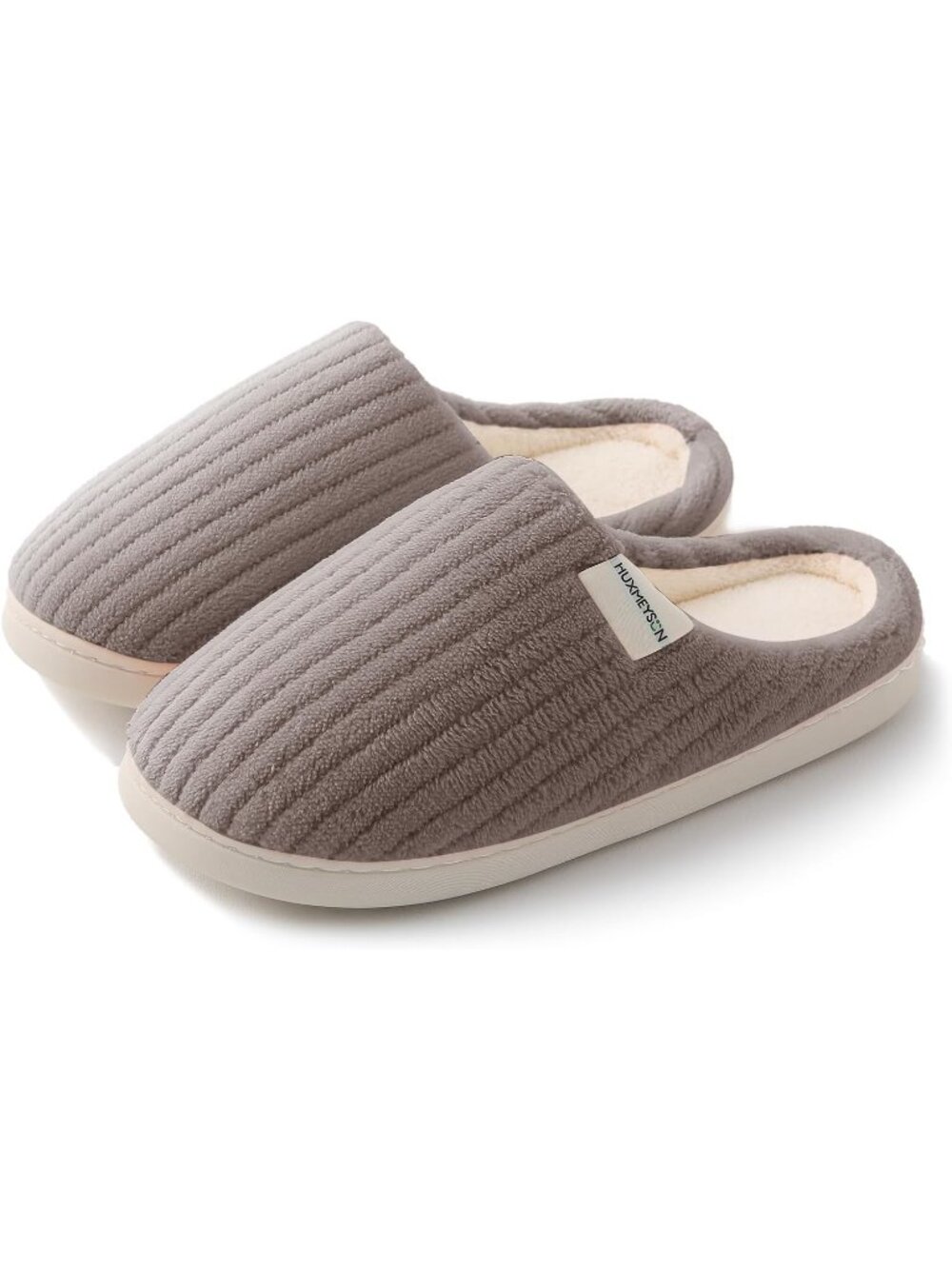 Women's Brown Grey Warm Anti Skid Rubber Sole Memory Foam Comfy Indoor Slippers